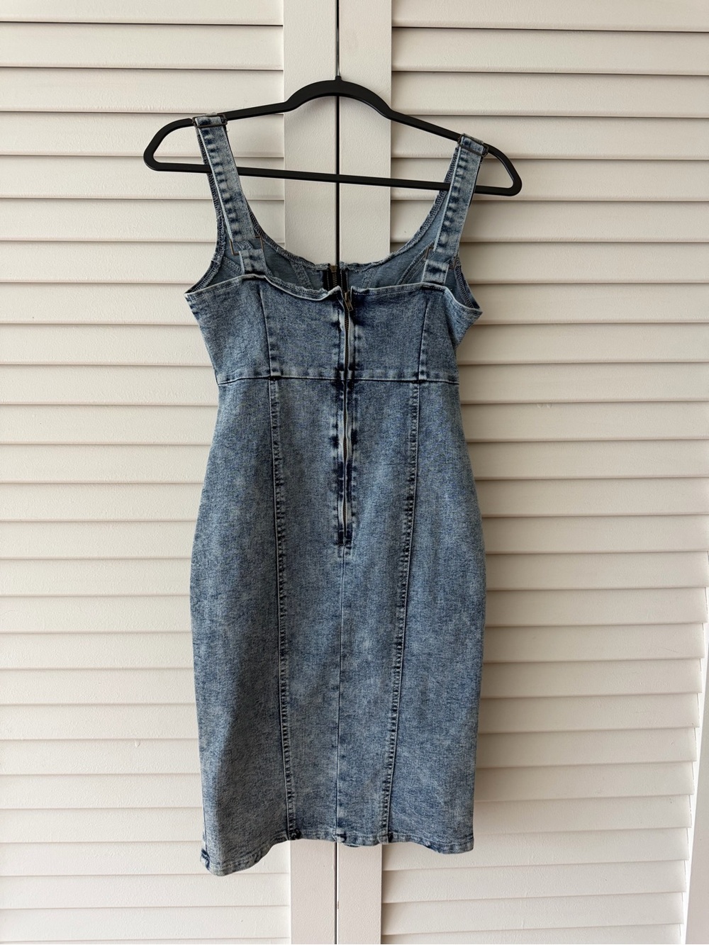 Classic Washed Denim Sheath Dress - Light Blue